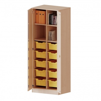 ErgoTray Schrank, 2reihig, 5 OH, zweitürig, mit 10 hohen Boxen, B/H/T 70,3x190x50cm 